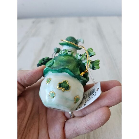 St Patrick's Day snowman ornament set candy green tree velvet - Picture 13 of 14